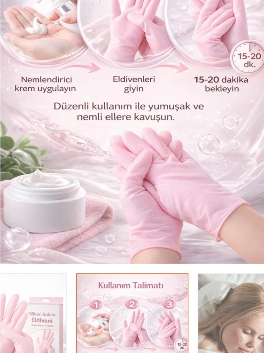 Moisturizing Treatment Gloves for Women - Pink